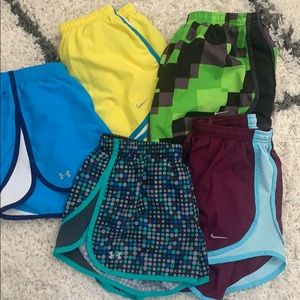 Bundle of Nike and UA running shorts